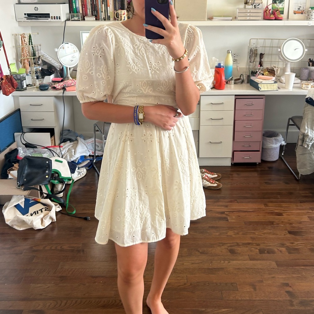 Black Tape Cream Eyelet Mini Dress